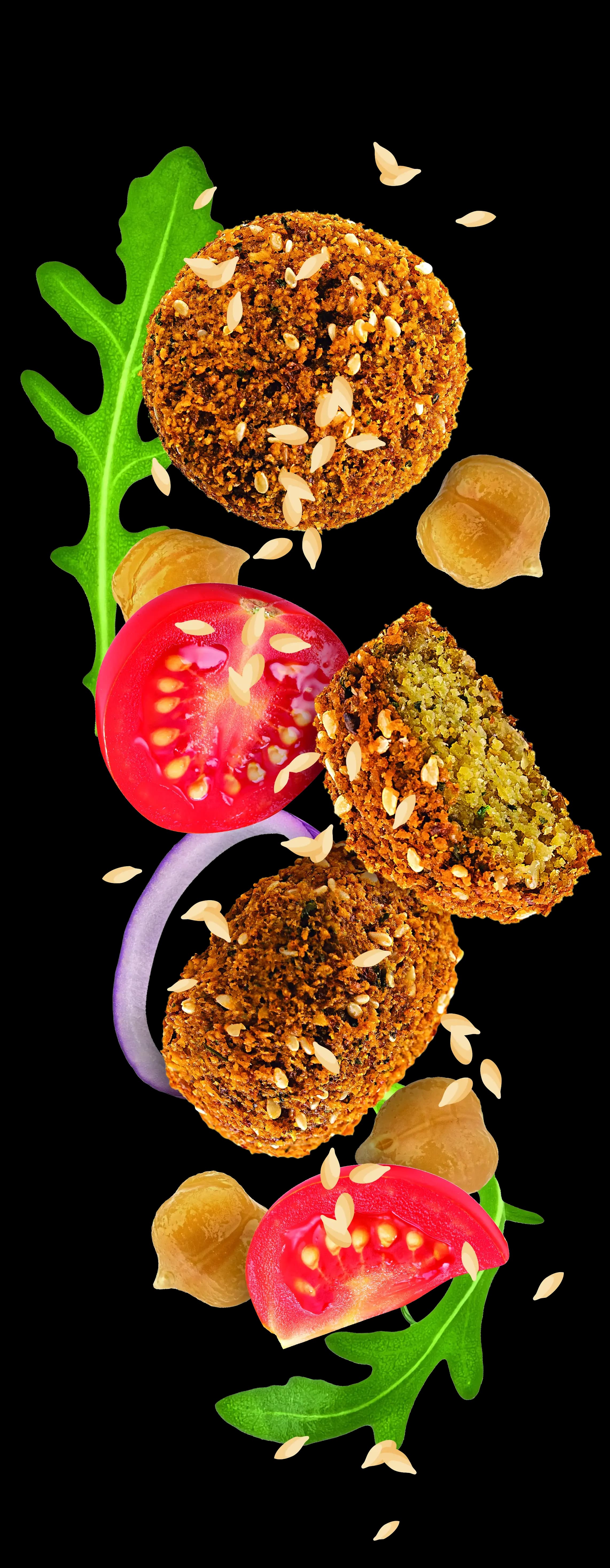 Falafel, tomatoes and chickpeas